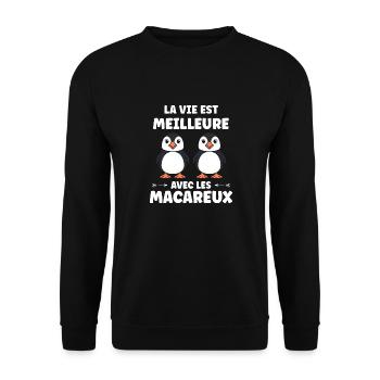 macareux - Sweat-shirt Unisexe - noir - Devant - Alina (178cm) & Michal (187cm)