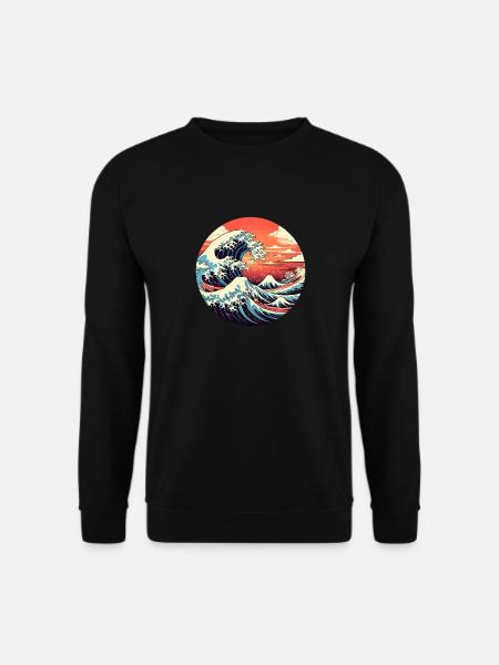 Große Welle The Great Wave Kanagawa - Unisex Pullover - Schwarz