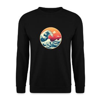 Große Welle The Great Wave Kanagawa - Unisex Sweatshirt - black - Front - Alina (178cm) & Michal (187cm)