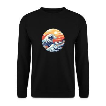 Große Welle The Great Wave Kanagawa - Unisex Sweatshirt - black - Front - Alina (178cm) & Michal (187cm)