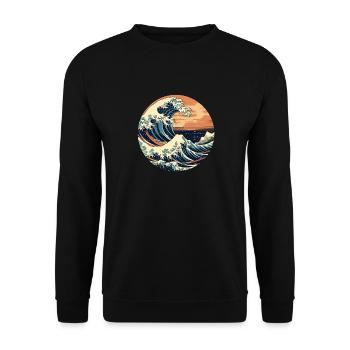 Große Welle The Great Wave Kanagawa - Unisex Sweatshirt - black - Front - Alina (178cm) & Michal (187cm)