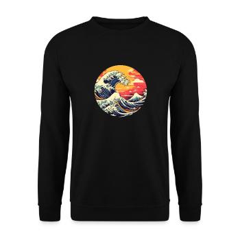 Große Welle The Great Wave Kanagawa - Unisex Sweatshirt - black - Front - Alina (178cm) & Michal (187cm)