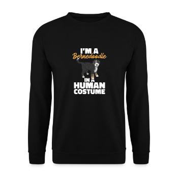 Bernedoodle Hund - Unisex Pullover - Schwarz - Vorne - Alina (178cm) & Michal (187cm)