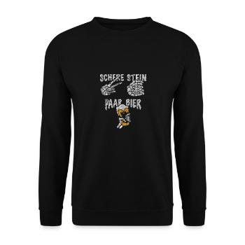 Schere, Stein, Paar, Bier - das perfekte Outfit - Unisex Pullover - Schwarz - Vorne - Alina (178cm) & Michal (187cm)