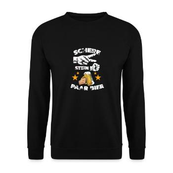 Schere, Stein, Paar, Bier - das perfekte Outfit - Unisex Pullover - Schwarz - Vorne - Alina (178cm) & Michal (187cm)