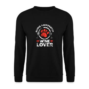 Dog mother and wine lover - Unisex Sweatshirt - black - Front - Alina (178cm) & Michal (187cm)