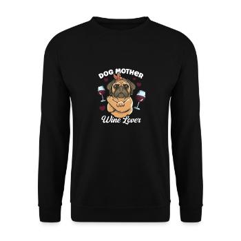 Dog mother and wine lover - Unisex Sweatshirt - black - Front - Alina (178cm) & Michal (187cm)