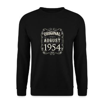 Vintage - Original since August 1954 Geburtstag - Unisex Pullover - Schwarz - Vorne - Alina (178cm) & Michal (187cm)