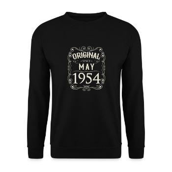 Vintage - Original since Mai 1954 Geburtstag - Unisex Pullover - Schwarz - Vorne - Alina (178cm) & Michal (187cm)