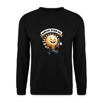 Lustiges Alltags Spruch Design - Unisex Pullover - Schwarz - Vorne - Alina (178cm) & Michal (187cm)