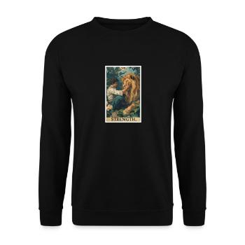 Tarotkarten Tarotkarte Strength Kraft - Unisex Pullover - Schwarz - Vorne - Alina (178cm) & Michal (187cm)