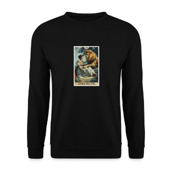 Tarotkarten Tarotkarte Strength Kraft - Unisex Pullover - Schwarz - Vorne - Alina (178cm) & Michal (187cm)