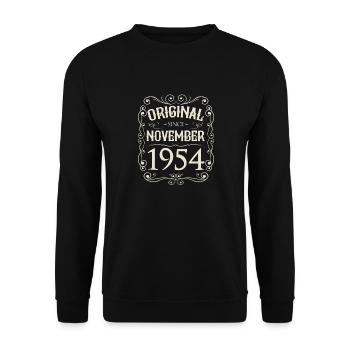 Vintage - Original since November 1954 Geburtstag - Unisex Pullover - Schwarz - Vorne - Alina (178cm) & Michal (187cm)