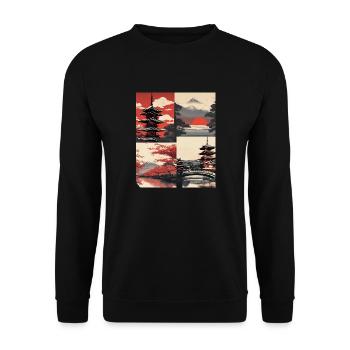 Japan Feelings - Unisex Pullover - Schwarz - Vorne - Alina (178cm) & Michal (187cm)