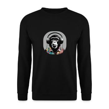 Monkey loves Music - Unisex Pullover - Schwarz - Vorne - Alina (178cm) & Michal (187cm)