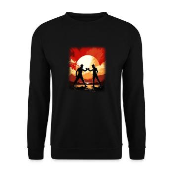Boxen - Unisex Pullover - Schwarz - Vorne - Alina (178cm) & Michal (187cm)