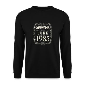 Vintage - Original since Juni 1985 Geburtstag - Unisex Pullover - Schwarz - Vorne - Alina (178cm) & Michal (187cm)
