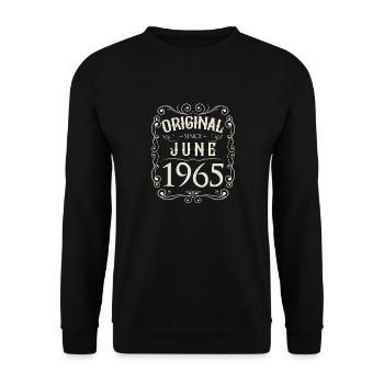 Vintage - Original since Juni 1965 Geburtstag - Unisex Pullover - Schwarz - Vorne - Alina (178cm) & Michal (187cm)