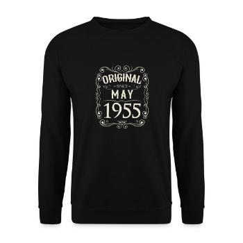 Vintage - Original since Mai 1955 Geburtstag - Unisex Pullover - Schwarz - Vorne - Alina (178cm) & Michal (187cm)