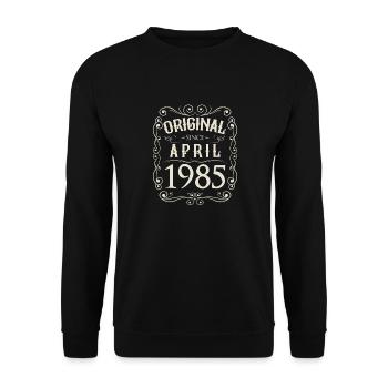 Vintage - Original since April 1985 Geburtstag - Unisex Pullover - Schwarz - Vorne - Alina (178cm) & Michal (187cm)