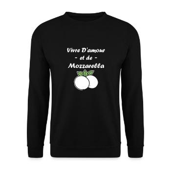 Humour mozzarella - Sweat-shirt Unisexe - noir - Devant - Alina (178cm) & Michal (187cm)