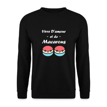 macarons - Sweat-shirt Unisexe - noir - Devant - Alina (178cm) & Michal (187cm)