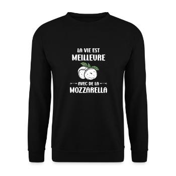 Humour mozzarella - Sweat-shirt Unisexe - noir - Devant - Alina (178cm) & Michal (187cm)