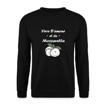 Humour mozzarella - Sweat-shirt Unisexe - noir - Devant - Alina (178cm) & Michal (187cm)