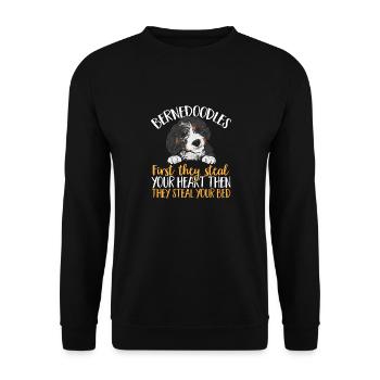 Chien Bernedoodle - Sweat-shirt Unisexe - noir - Devant - Alina (178cm) & Michal (187cm)