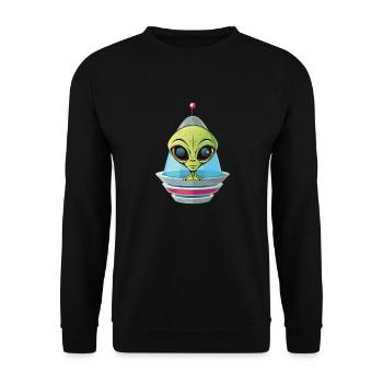 Alien head looks out of spaceship - Unisex Sweatshirt - black - Front - Alina (178cm) & Michal (187cm)