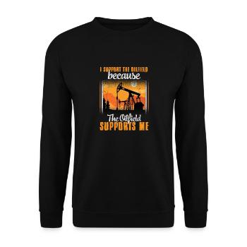 Je soutiens la plate-forme pétrolière de travailleur de champ pétrolifère - Sweat-shirt Unisexe - noir - Devant - Alina (178cm) & Michal (187cm)