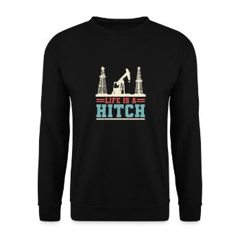 La vie est un attelage Travailleur des champs pétrolifères Plate-forme pétrolière - Sweat-shirt Unisexe - noir - Devant - Alina (178cm) & Michal (187cm)