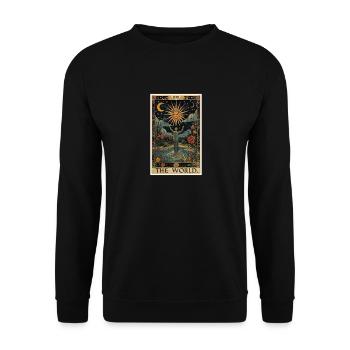 Tarot Cards Tarot Card The World The World - Unisex Sweatshirt - black - Front - Alina (178cm) & Michal (187cm)