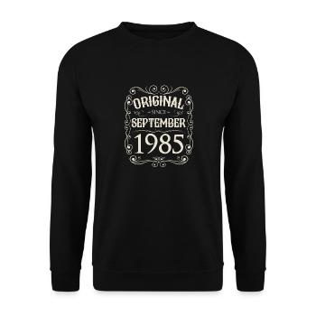 Vintage - Original since September 1985 Birthday - Unisex Sweatshirt - black - Front - Alina (178cm) & Michal (187cm)