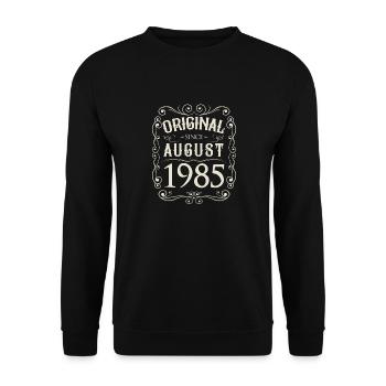 Vintage - Original since August 1985 Geburtstag - Unisex Pullover - Schwarz - Vorne - Alina (178cm) & Michal (187cm)