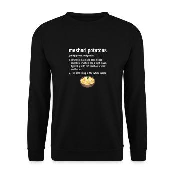 Kartoffelbrei Kartoffelpüree - Unisex Pullover - Schwarz - Vorne - Alina (178cm) & Michal (187cm)