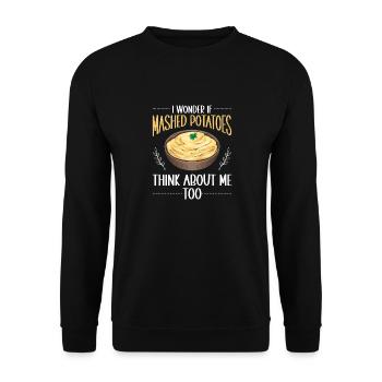 Kartoffelbrei Kartoffelpüree - Unisex Pullover - Schwarz - Vorne - Alina (178cm) & Michal (187cm)
