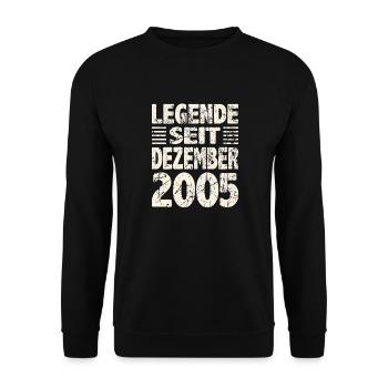 Dezember 2005 Legende seit 18 Jahren Mann Frau - Unisex Pullover - Schwarz - Vorne - Alina (178cm) & Michal (187cm)