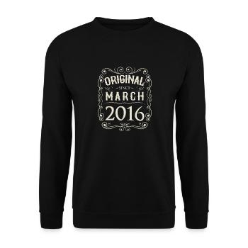 Vintage - Original since March 2016 Birthday - Unisex Sweatshirt - black - Front - Alina (178cm) & Michal (187cm)