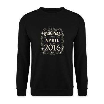 Vintage - Original since April 2016 Birthday - Unisex Sweatshirt - black - Front - Alina (178cm) & Michal (187cm)