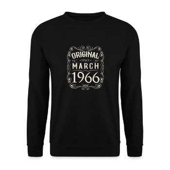 Vintage - Original since March 1966 Birthday - Unisex Sweatshirt - black - Front - Alina (178cm) & Michal (187cm)