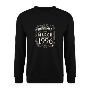 Vintage - Original since March 1996 Birthday - Unisex Sweatshirt - black - Front - Alina (178cm) & Michal (187cm)