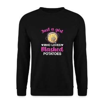 Kartoffelbrei Kartoffelpüree - Unisex Pullover - Schwarz - Vorne - Alina (178cm) & Michal (187cm)