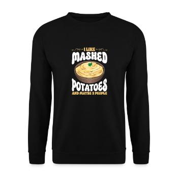 Kartoffelbrei Kartoffelpüree - Unisex Pullover - Schwarz - Vorne - Alina (178cm) & Michal (187cm)