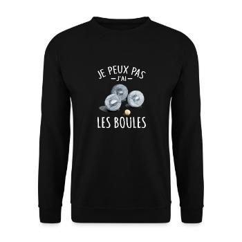 Je Peux pas j'ai les boules Boccia Boule Pétanque - Sweat-shirt Unisexe - noir - Devant - Alina (178cm) & Michal (187cm)