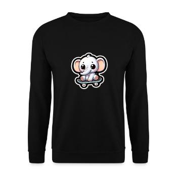 Cute baby elephant with skateboard Elephant mom - Unisex Sweatshirt - black - Front - Alina (178cm) & Michal (187cm)