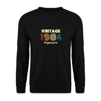 Vinatge 1984 Geburtstagsgeschenk - Unisex Pullover - Schwarz - Vorne - Alina (178cm) & Michal (187cm)