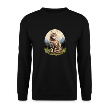 Chat Chats American Bobtail - Sweat-shirt Unisexe - noir - Devant - Alina (178cm) & Michal (187cm)