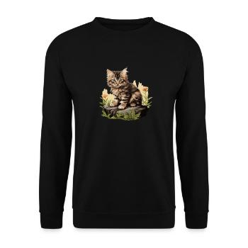 Chat Chats American Bobtail - Sweat-shirt Unisexe - noir - Devant - Alina (178cm) & Michal (187cm)