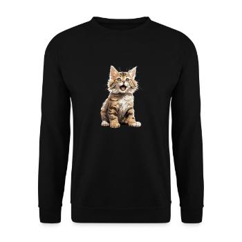 Chat Chats American Bobtail - Sweat-shirt Unisexe - noir - Devant - Alina (178cm) & Michal (187cm)